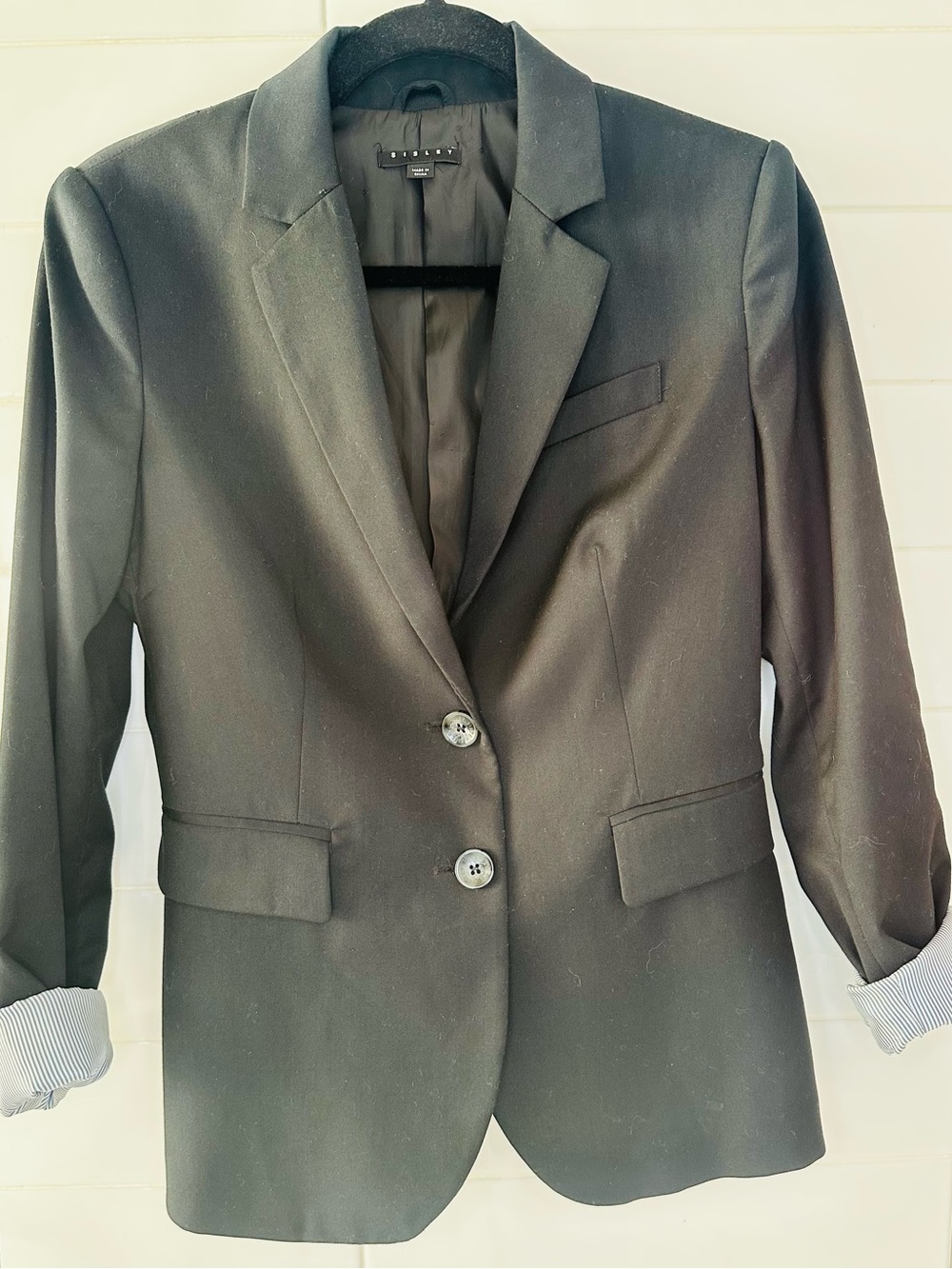 Sisley Classic Black Blazer -Tailored Two-Button Jacket